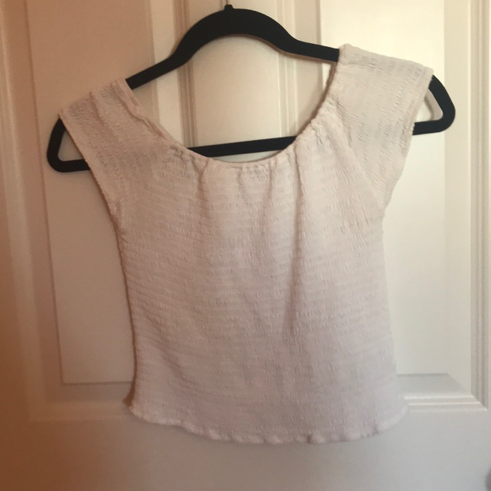 Brandy Melville ruched off the shoulder white top - Picture 3 of 4